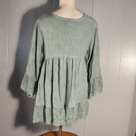 TUNIC Sacred Threads Shirt Top Blouse Boho Green Women's Size S / M WOMAN'S - Picture 4 of 10